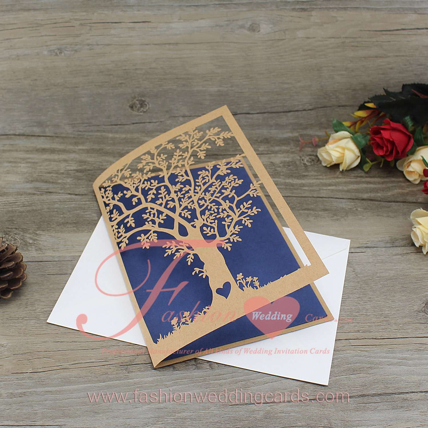 Gold Laser Cut Tree Wedding Invitation Online Australia